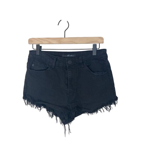 Kancan Distressed Estillo Black High Rise Mom Jean Emo Festival Shorts - Picture 1 of 4